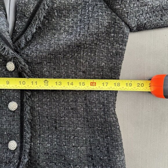 Jones New York Signature Petite Black Dixie Tweed Blazer Metallic Preppy Jacket - Picture 13 of 14